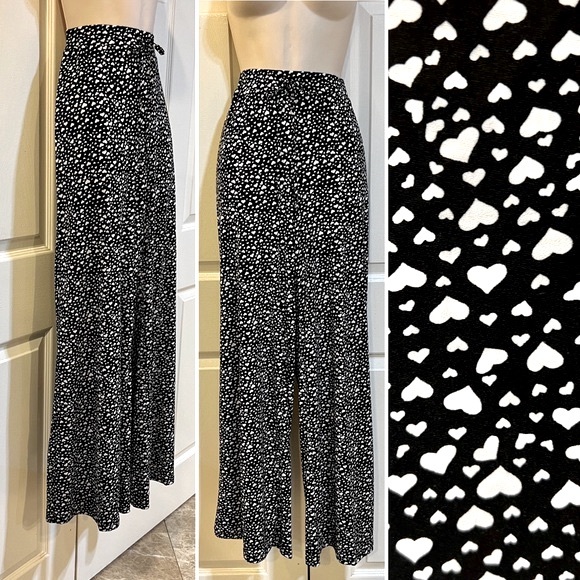 NWT-Style & co-HEART DITSY Print-Stretchy PALAZZO/ Wide Leg -Pants-Sz S - Picture 1 of 7